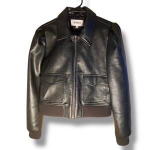 BB Dakota Black Leather Puff Sleeve Jacket Size Medium Great Condition